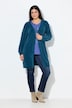 Chenille-Strickjacke, V-Ausschnitt, offene Form, Langarm