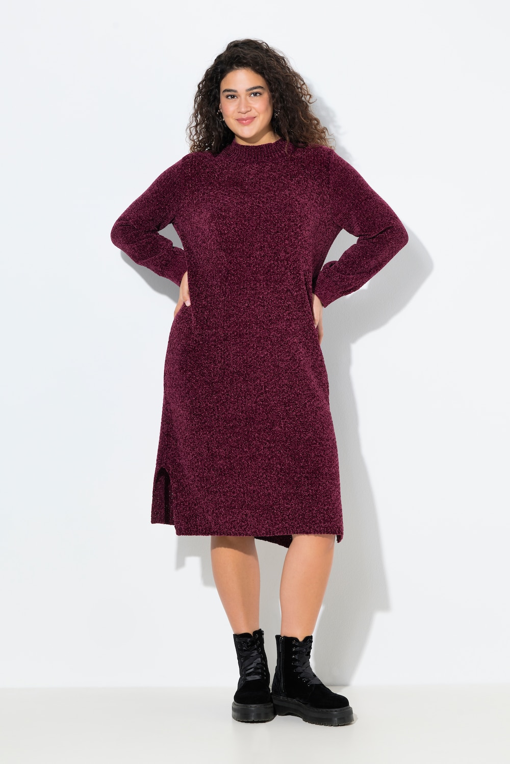 Große Größen Chenille-Midikleid, Damen, rot, Größe: 50/52, Polyester, Ulla Popken