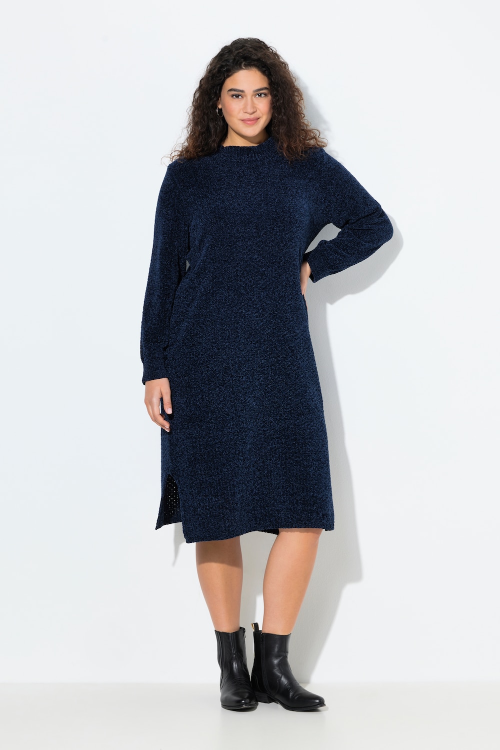 Thumbnail - Große Größen Chenille-Midikleid, Damen, blau, Größe: 46/48, Polyester, Ulla Popken