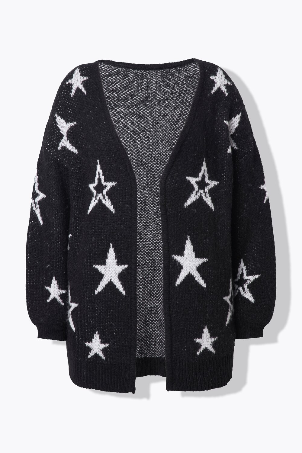 Stora storlekar Lång stickad kofta, Dam, svart, storlek: 58/60, Syntetfibrer, Angel of Style