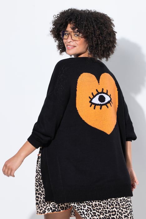 Chaqueta de punto, chaqueta abierta, «corazón con ojo» en la espalda