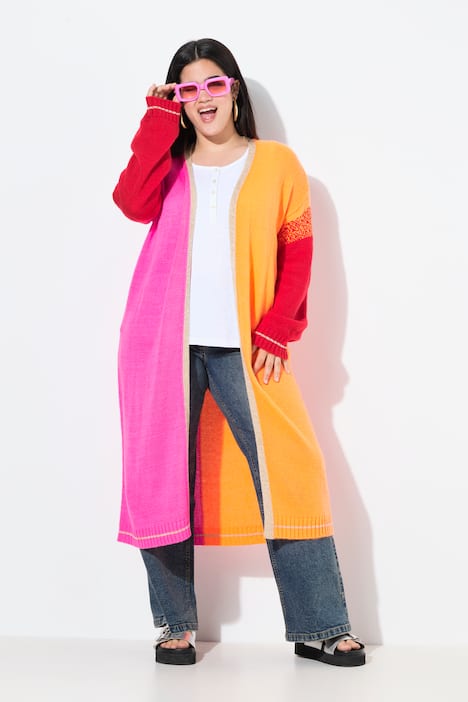 Chaqueta de punto, ajuste cómodo, color blocking