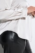 Satinbluse, Zierfalte, A-Linie, Hemdkragen, Langarm