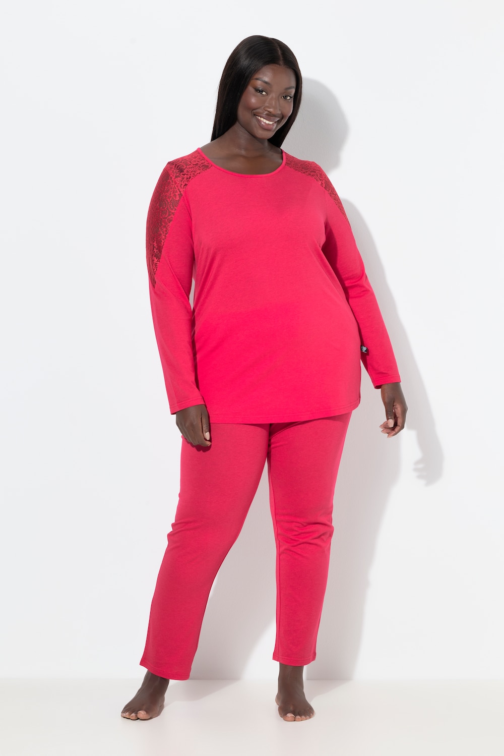 Große Größen Pyjama, Damen, rot, Größe: 42/44, Baumwolle/Synthetische Fasern, Ulla Popken