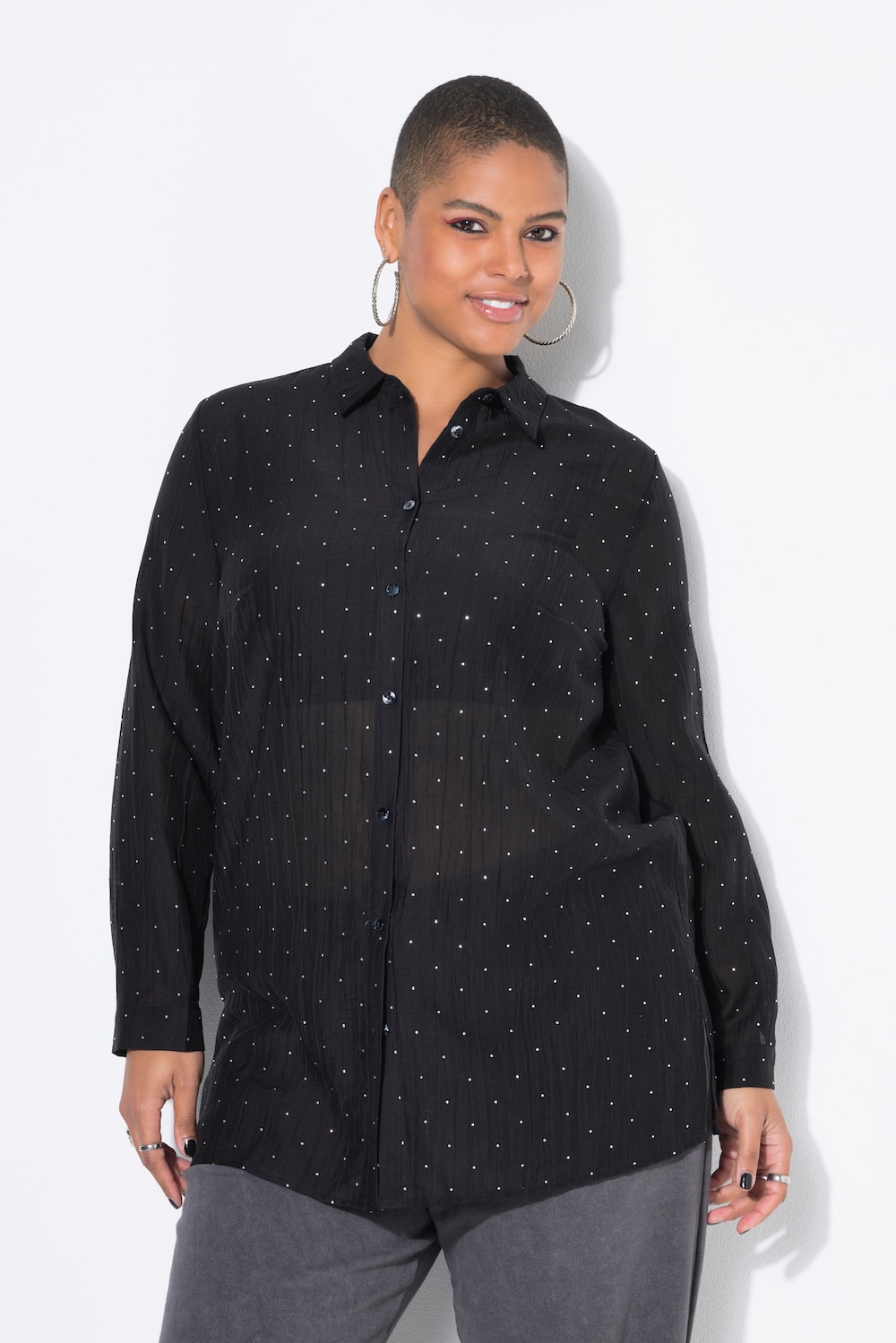 Große Größen Hemdbluse, Damen, schwarz, Größe: 54/56, Polyester/Synthetische Fasern, Studio Untold