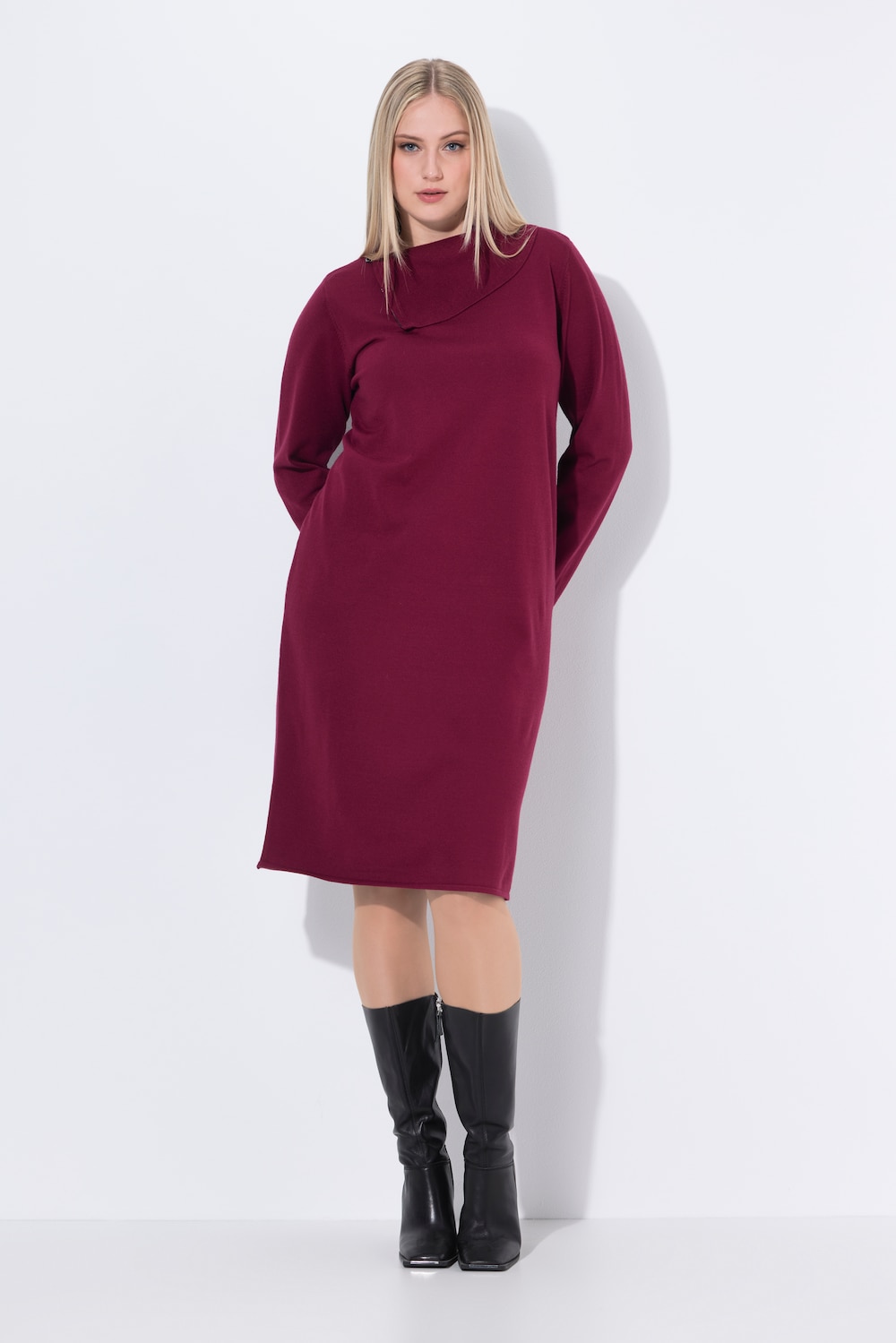 Große Größen Strick-Midikleid, Damen, rot, Größe: 62/64, Polyester/Viskose/Synthetische Fasern, Ulla Popken