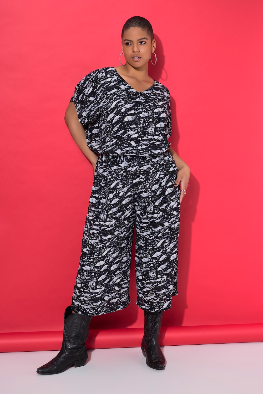 Culotte, Very Wide Legs, Alloverprint