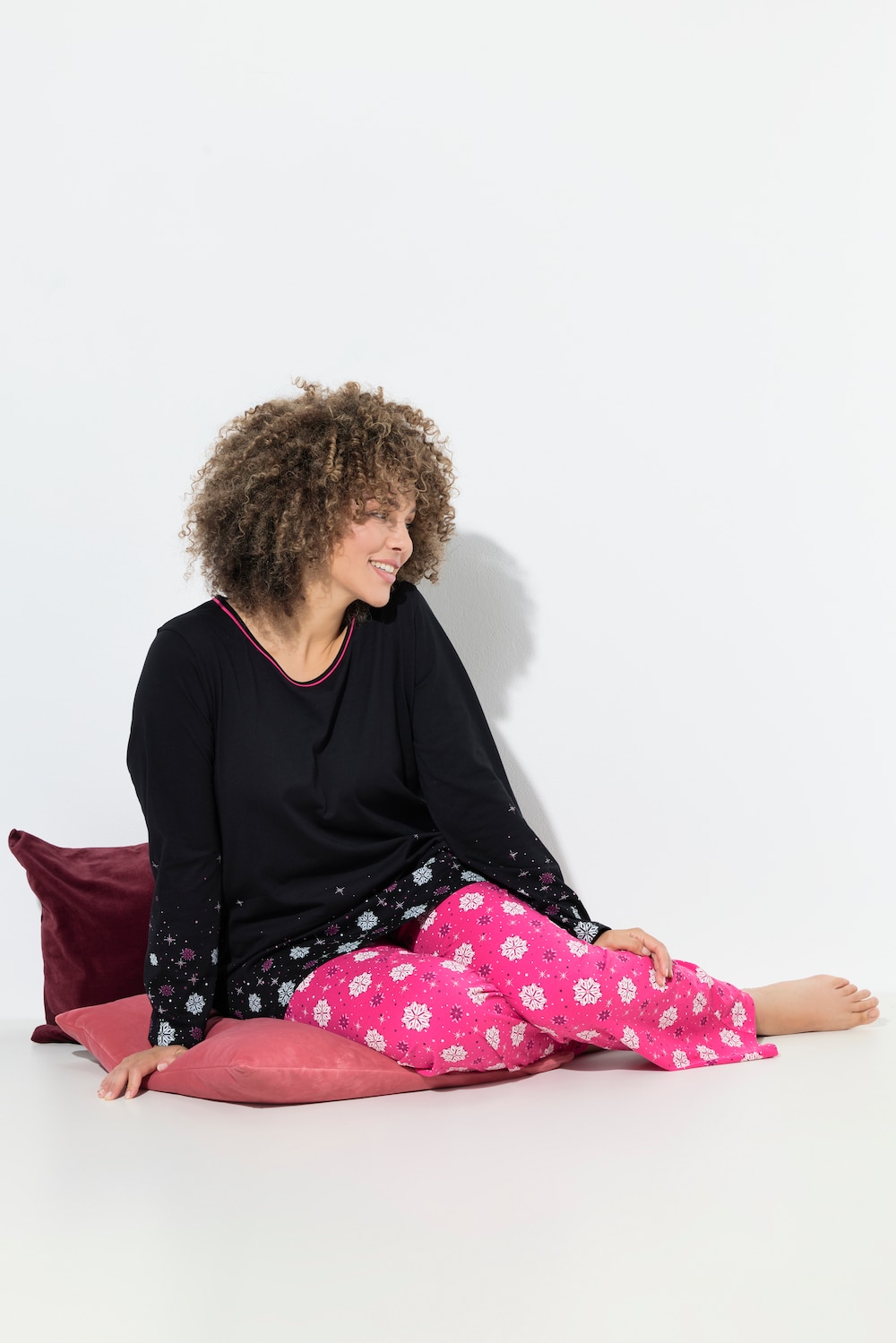 Pyjama, Schneeflocken, Rundhals, Langarm