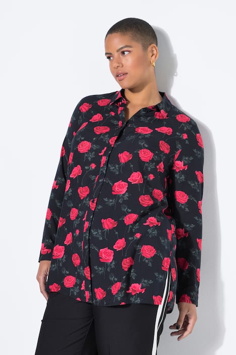 Blusa camisera, corte Boxy, rosas XL