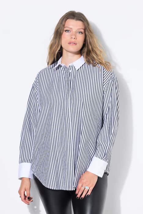 Hemdbluse, oversized, Streifen