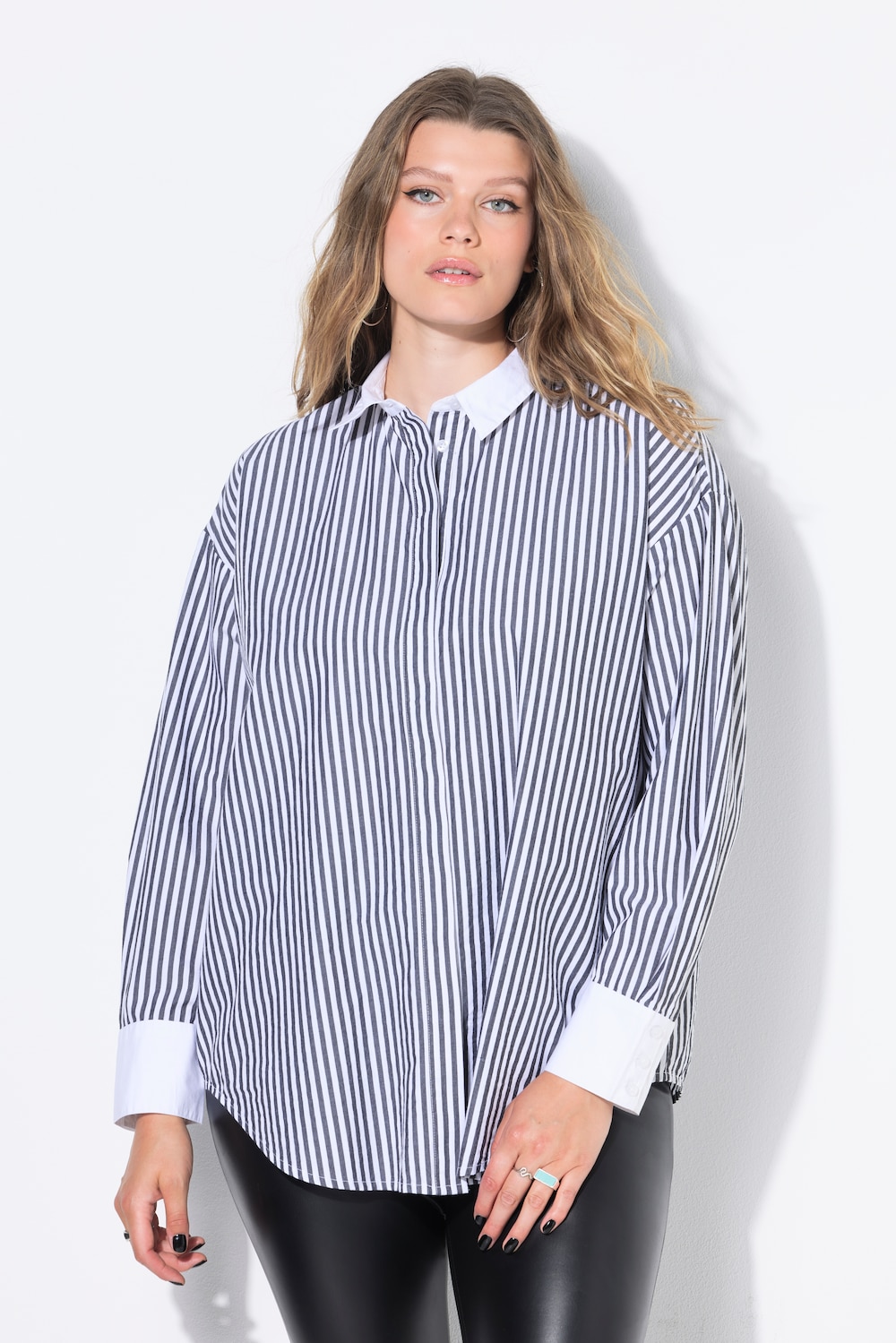 Hemdbluse, oversized, Streifen