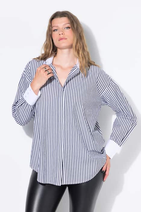 Overhemdblouse, oversized, strepen