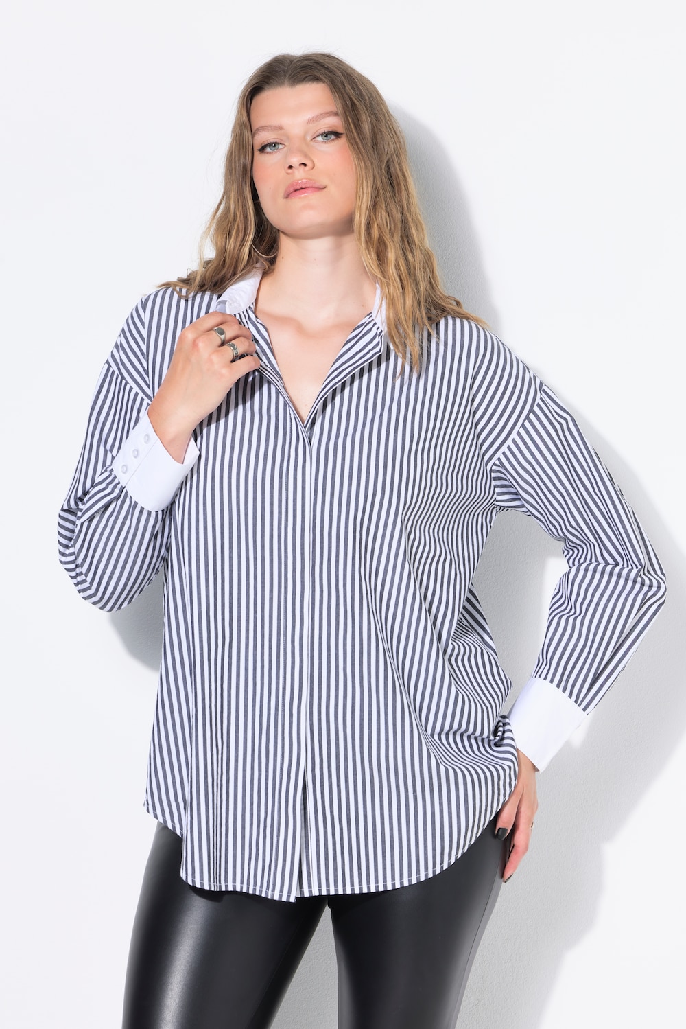 Hemdbluse, oversized, Streifen