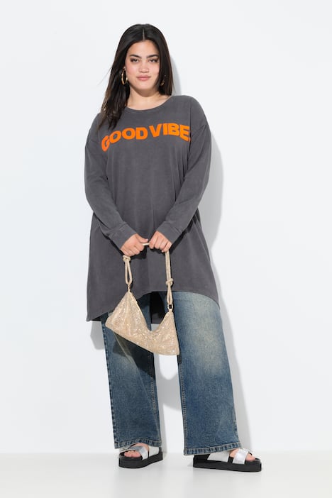 Sudadera, Loose Fit, letras, lavado ácido