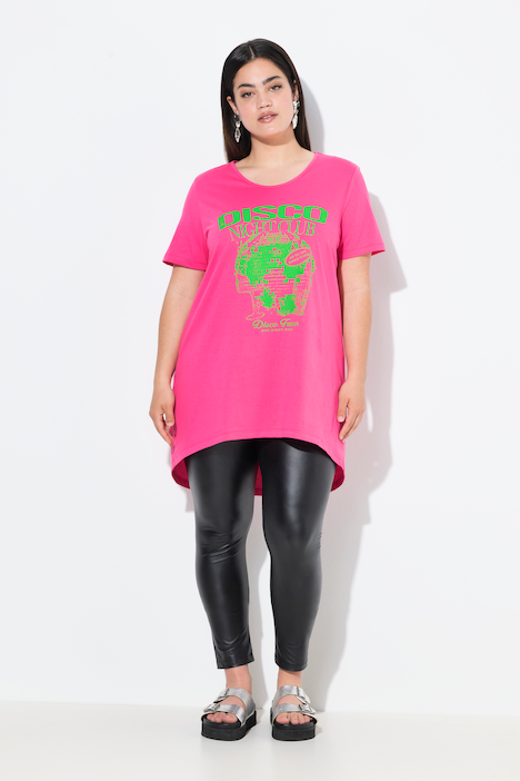 T-shirt, A-lijn, neon discoballen-motief