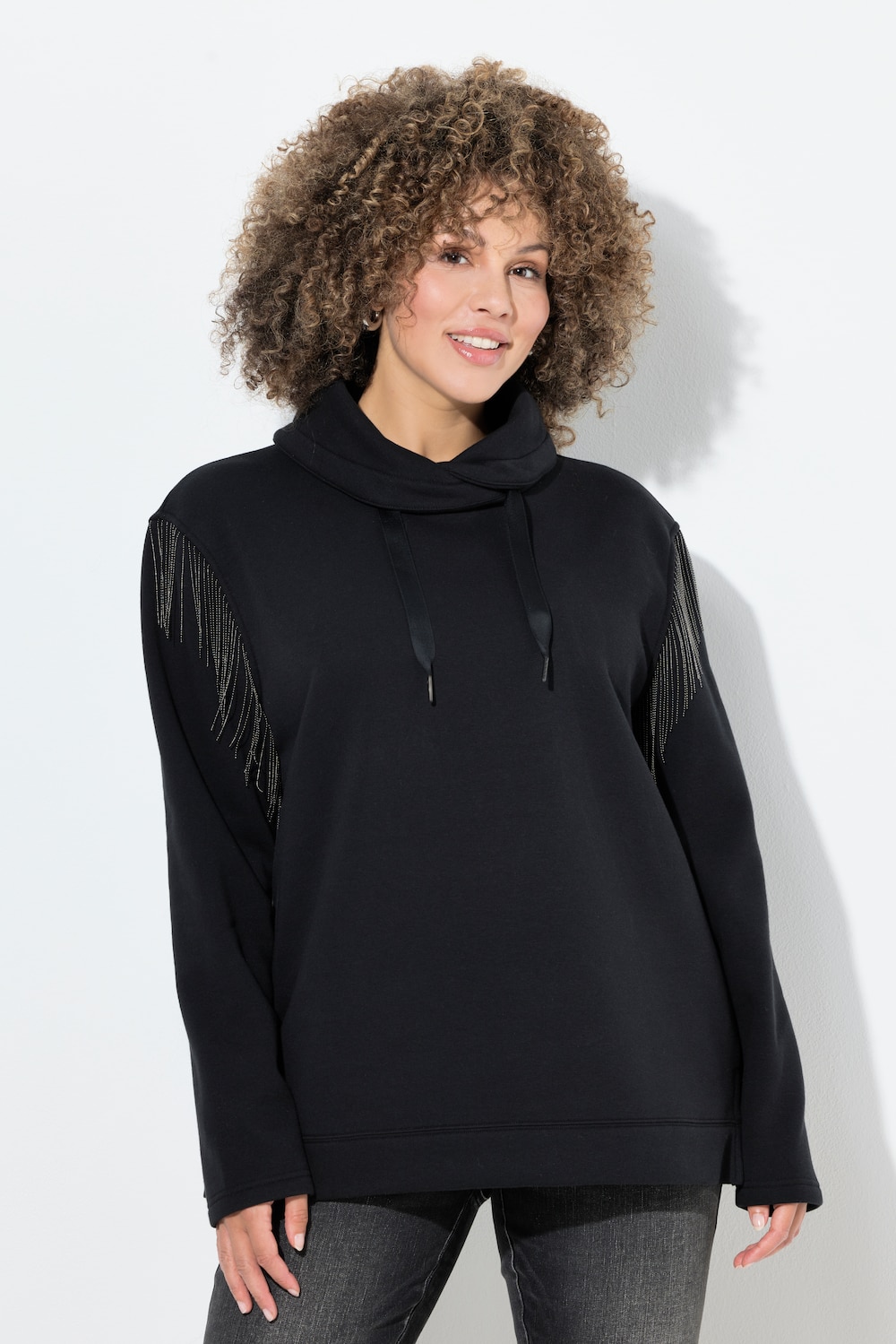 Große Größen Sweatshirt, Damen, schwarz, Größe: 62/64, Polyester/Baumwolle, Ulla Popken