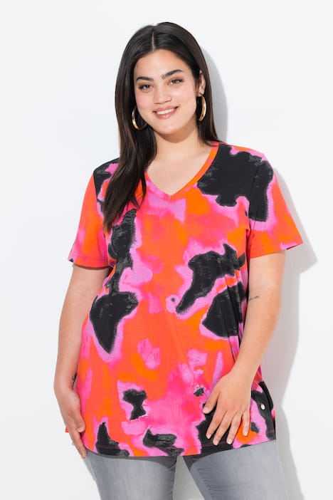 T-Shirt, bequeme Passform, Batikoptik