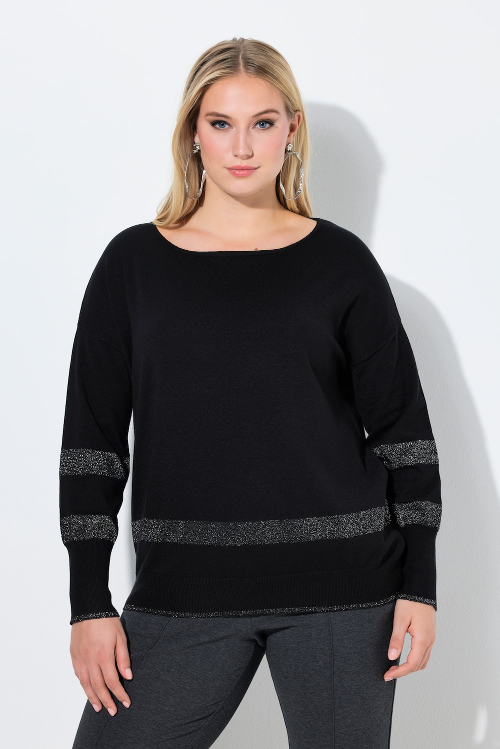 Thumbnail - Große Größen Pullover, Damen, schwarz, Größe: 54/56, Viskose/Synthetische Fasern/Polyester, Ulla Popken