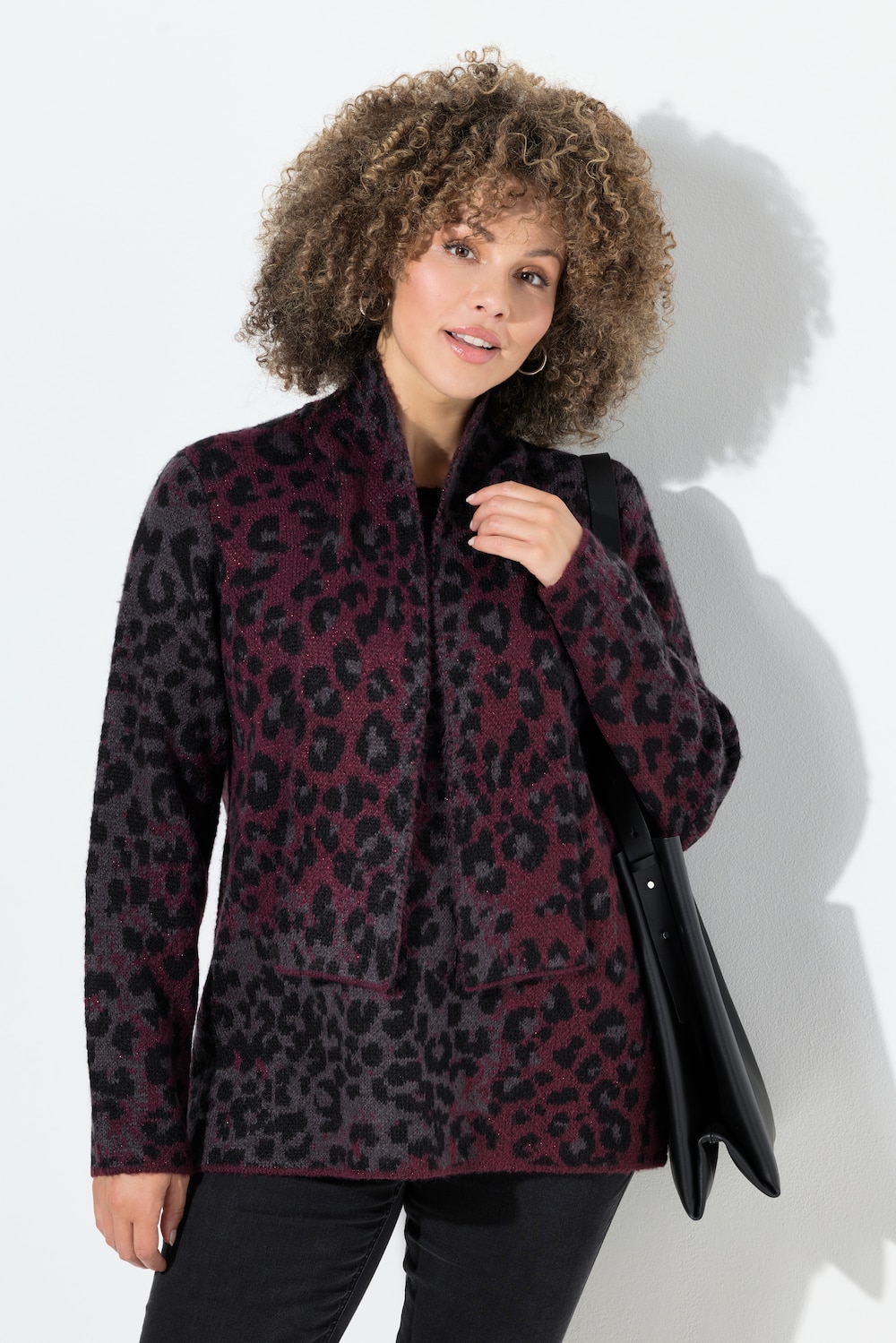 Pullover, Leomuster, Schalkragen, Langarm