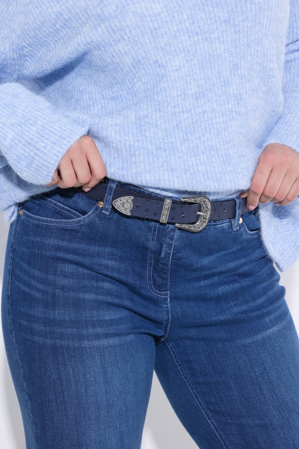 Leren riem, reliëf, westernstijl, metalen punt