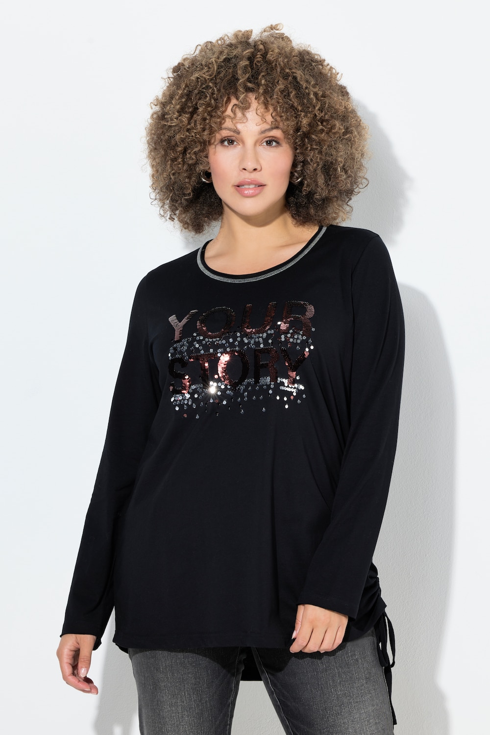 Große Größen Shirt, Damen, schwarz, Größe: 50/52, Baumwolle, Ulla Popken