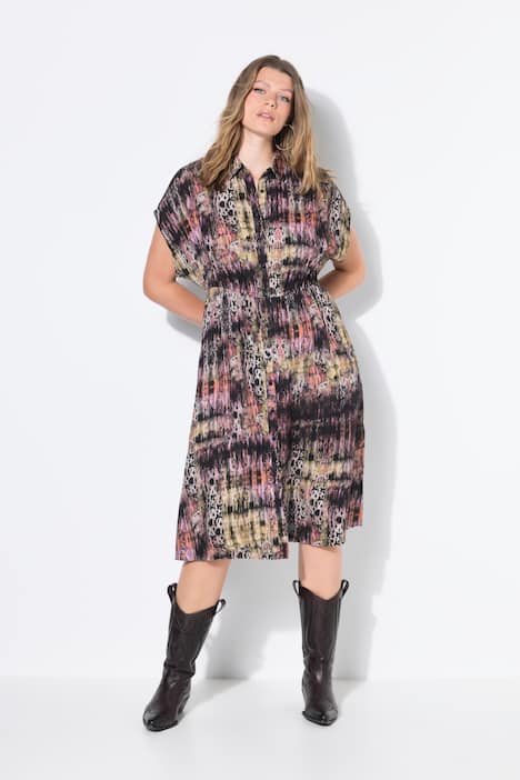 Midi-jurk, A-lijn, leo, elastische taille