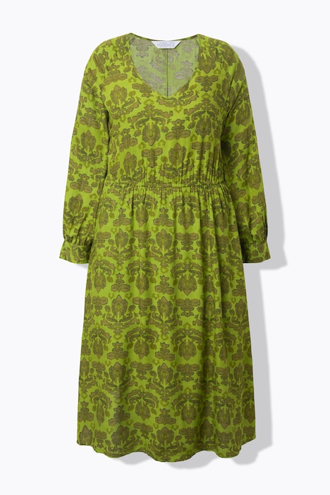 Midi-jurk, A-lijn, paisley, elastische tailleband