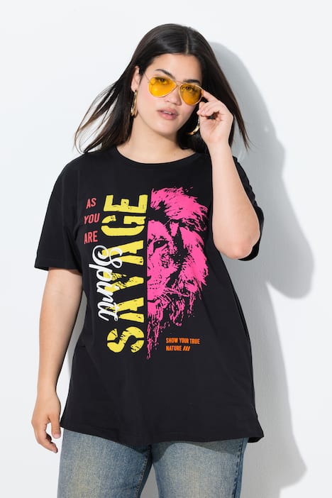 T-Shirt, Boxy Fit, Statement/Tigerkopf Motiv