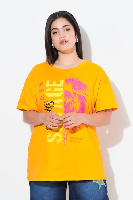 T-Shirt, Boxy Fit, Statement/Tigerkopf Motiv