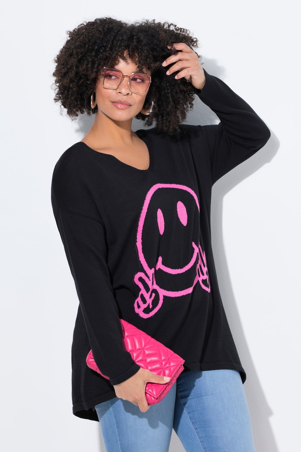 Pullover, oversized, Smiley