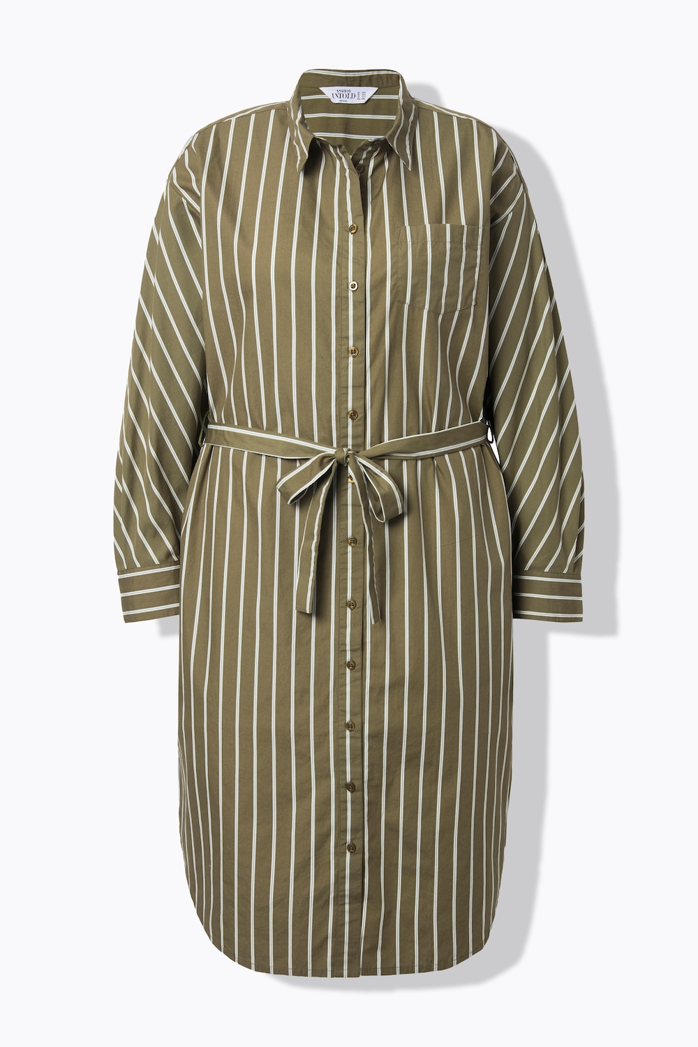 Skjortebluse-midikjole, oversized, striper