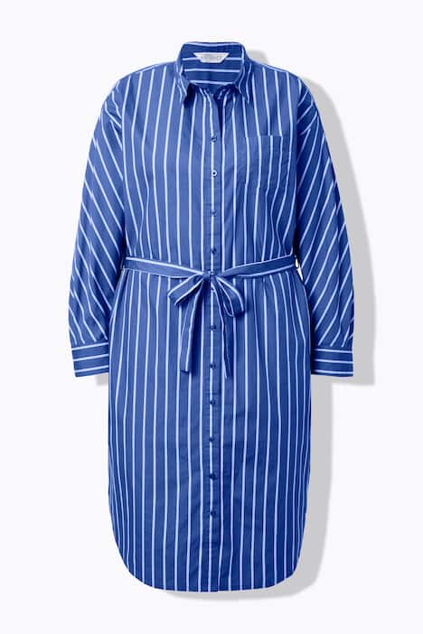 Vestido midi con blusa camisera, amplio, con rayas