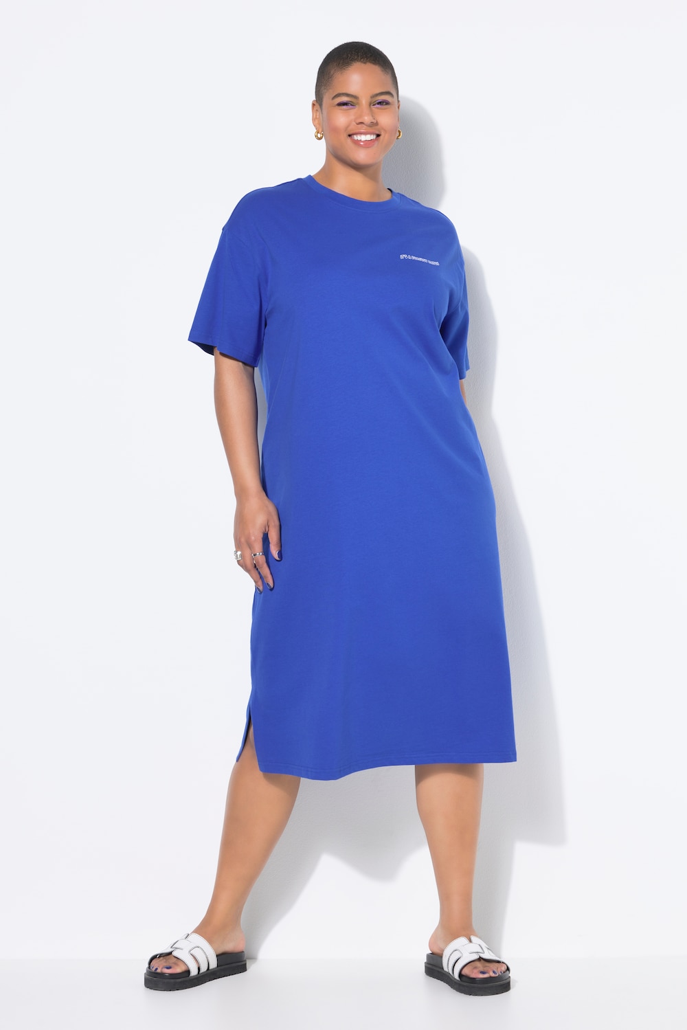 Große Größen T-Shirt-Midikleid, Damen, blau, Größe: 54/56, Baumwolle, Studio Untold