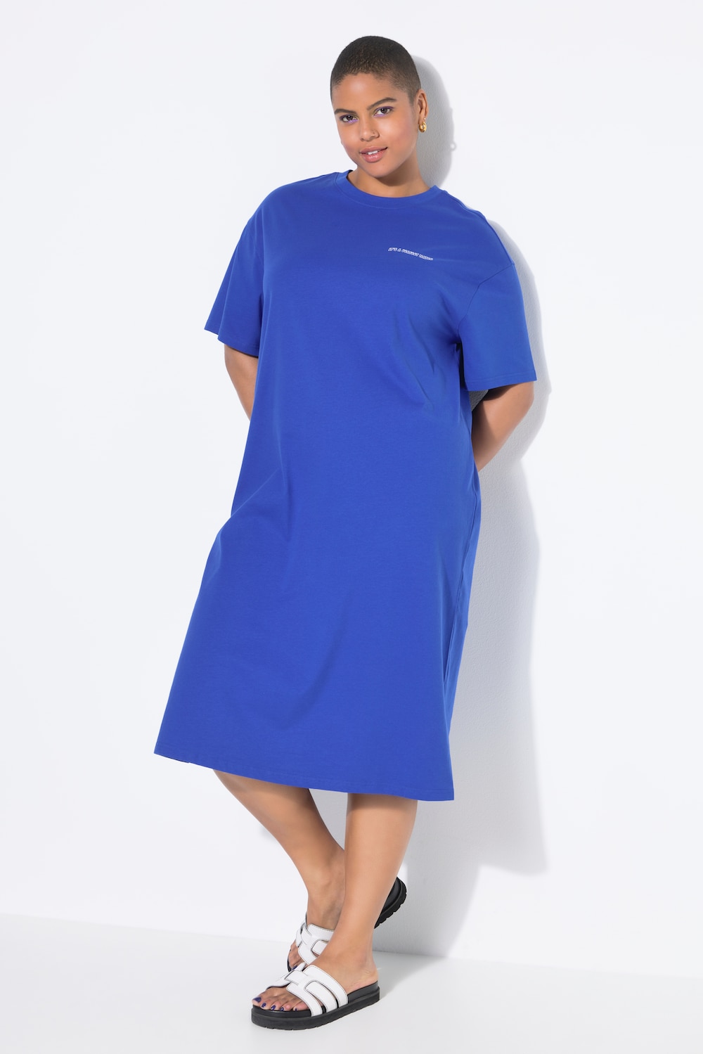 Große Größen T-Shirt-Midikleid, Damen, blau, Größe: 54/56, Baumwolle, Studio Untold