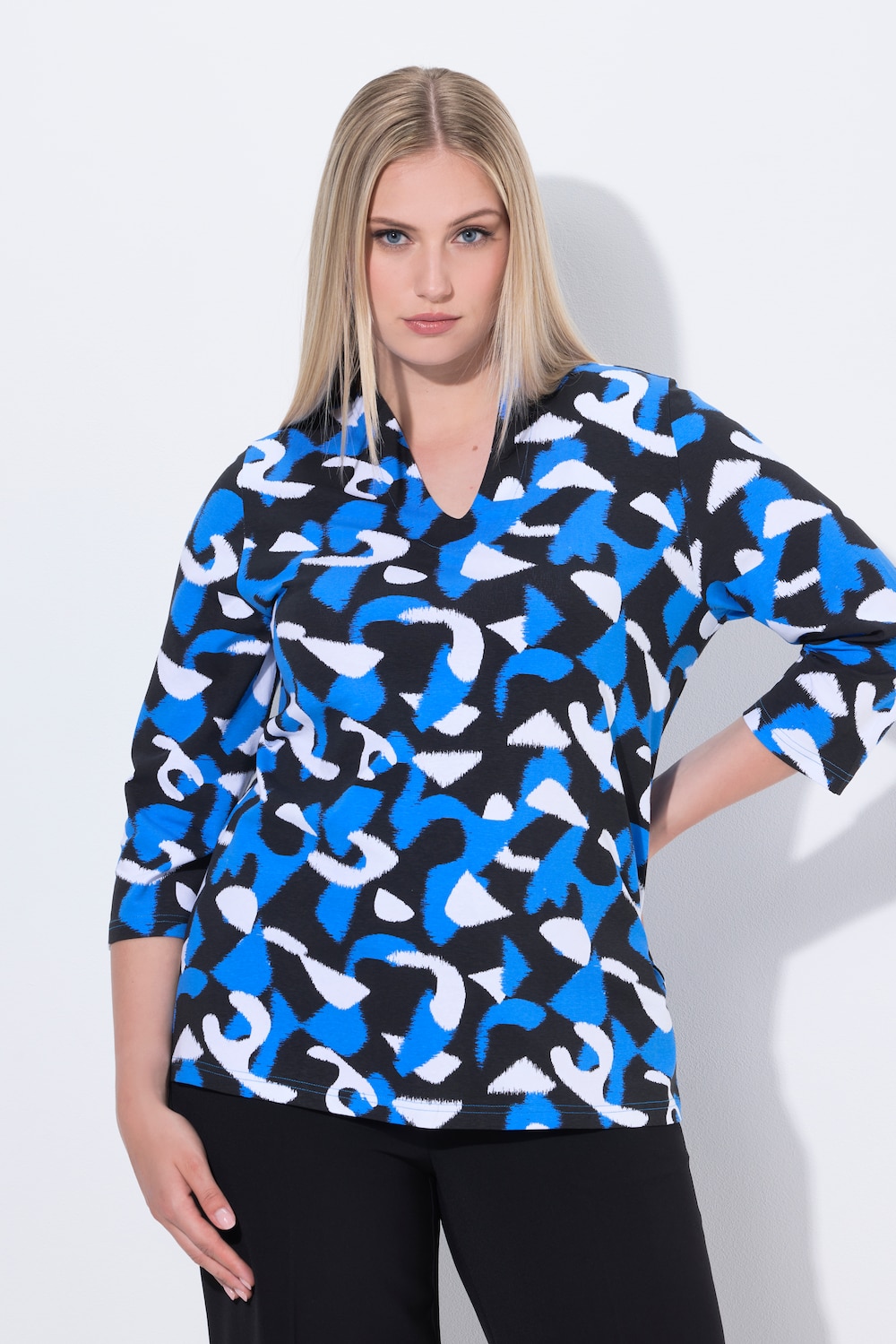 Große Größen Shirt, Damen, blau, Größe: 46/48, Baumwolle, Ulla Popken