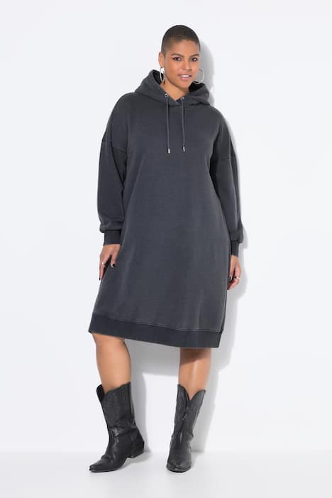 Sweatjurk, oversized, capuchon, acid wash