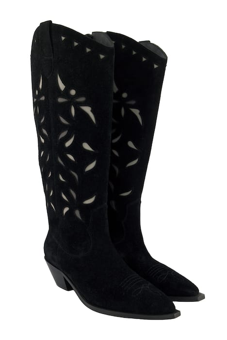 Kožené kovbojské kozačky, XL holeň, výšivka, šířka H