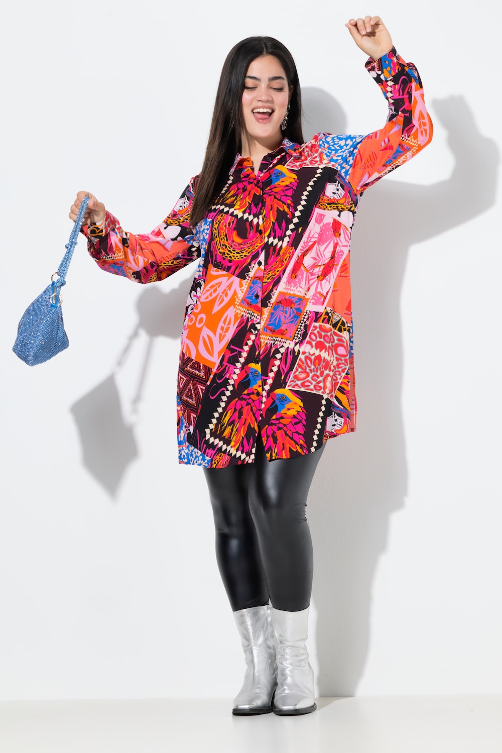 Hemdbluse, Straight Fit, Patchmuster