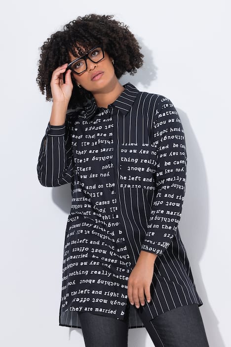 Blusa camisera larga, oversized, estampado de letras