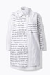 Lange overhemdblouse, oversized, tekst/strepen