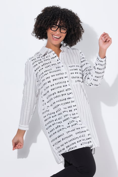 Blusa camisera larga, oversized, estampado de letras