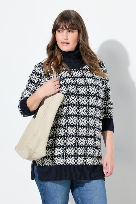 Pullover, Schneeflocken, Rollkragen, Langarm, Biobaumwolle