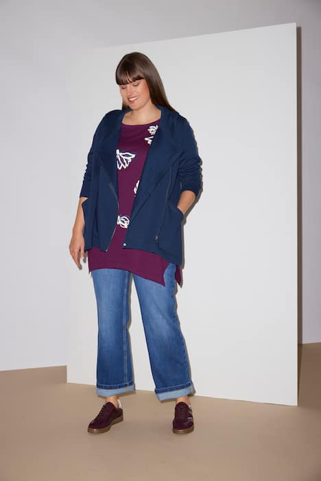 Sweatjacke, asymmetrisch, Kapuze, Biobaumwolle