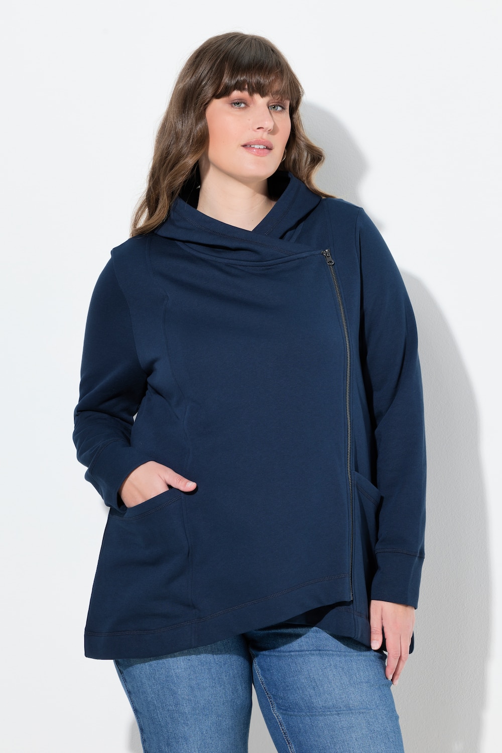 Große Größen Sweatjacke, Damen, blau, Größe: 54/56, Baumwolle, Ulla Popken