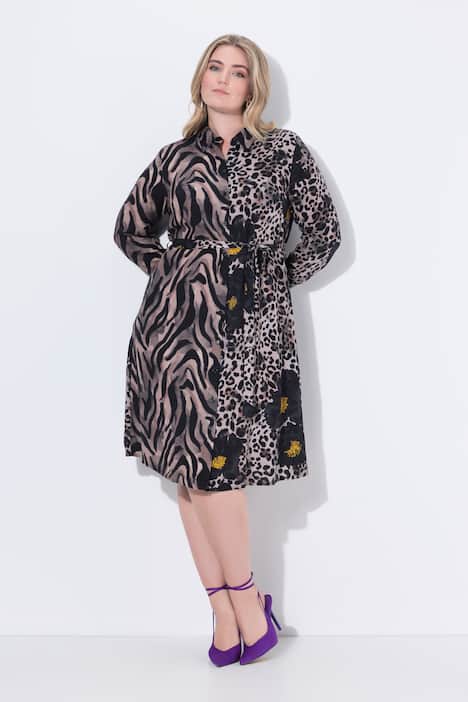 Blusenkleid, A-Linie, Animal-Patchprint