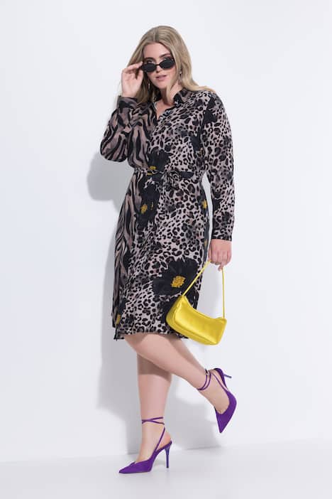Blusenkleid, A-Linie, Animal-Patchprint