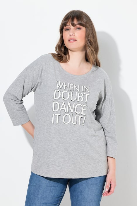 Shirt, Oversized, Rundhals, 3/4-Arm, Biobaumwolle