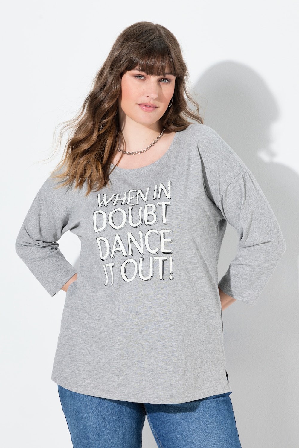 Große Größen Shirt, Damen, grau, Größe: 42/44, Baumwolle, Ulla Popken