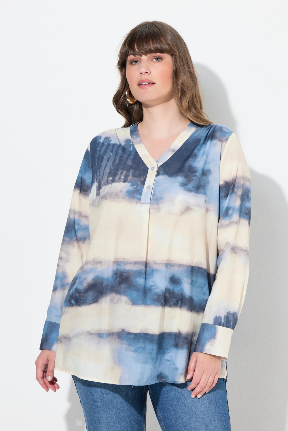 Große Größen Tunika, Damen, blau, Größe: 54/56, Baumwolle, Ulla Popken