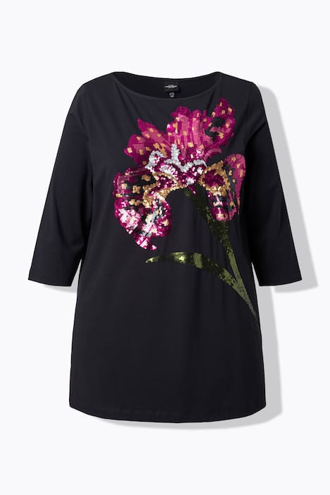 Felpa dal taglio svasato con scollo a barca, maniche a 3/4 e modal